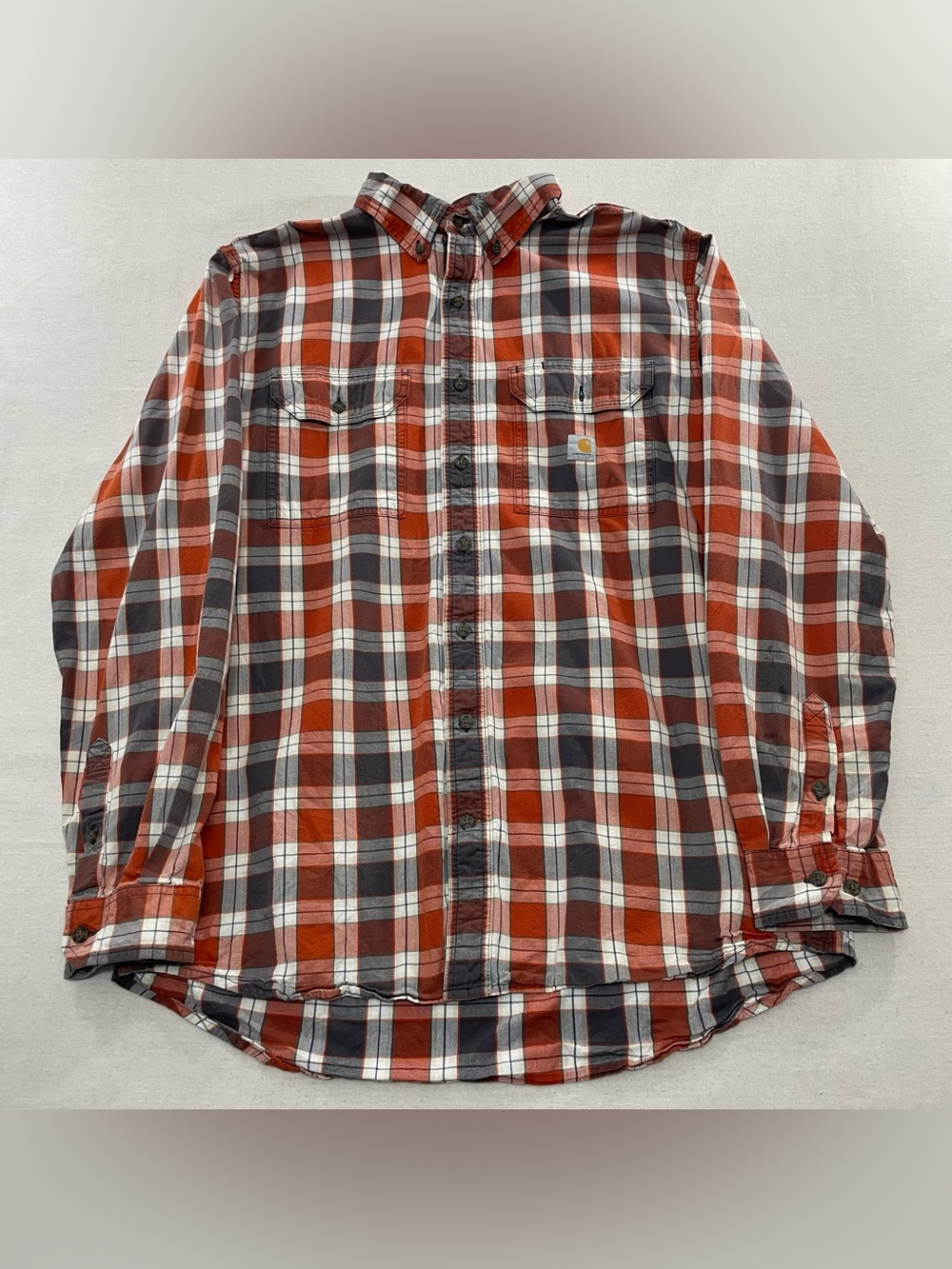 Carhartt Button Down L/S Shirt Men's Large Loose Fit Plaid Midweight 104910-Q14